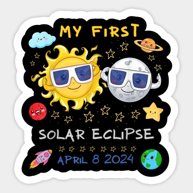 My First Solar Eclipse April 8 2024 Gift For Kids Boys Girls Toddler Sticker by truong-artist-C